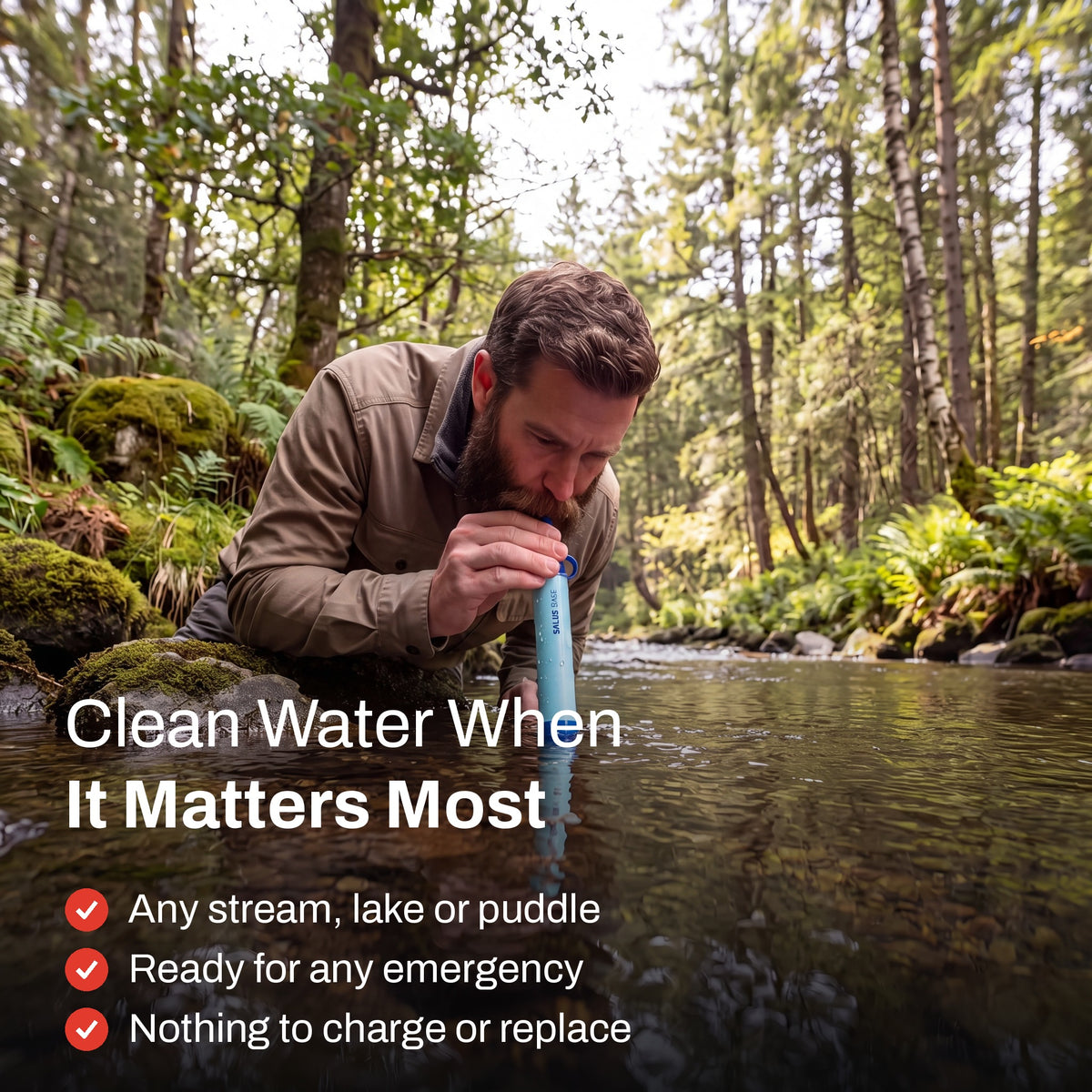 AQUA-X1 Emergency Water Filter Straw (1500L)