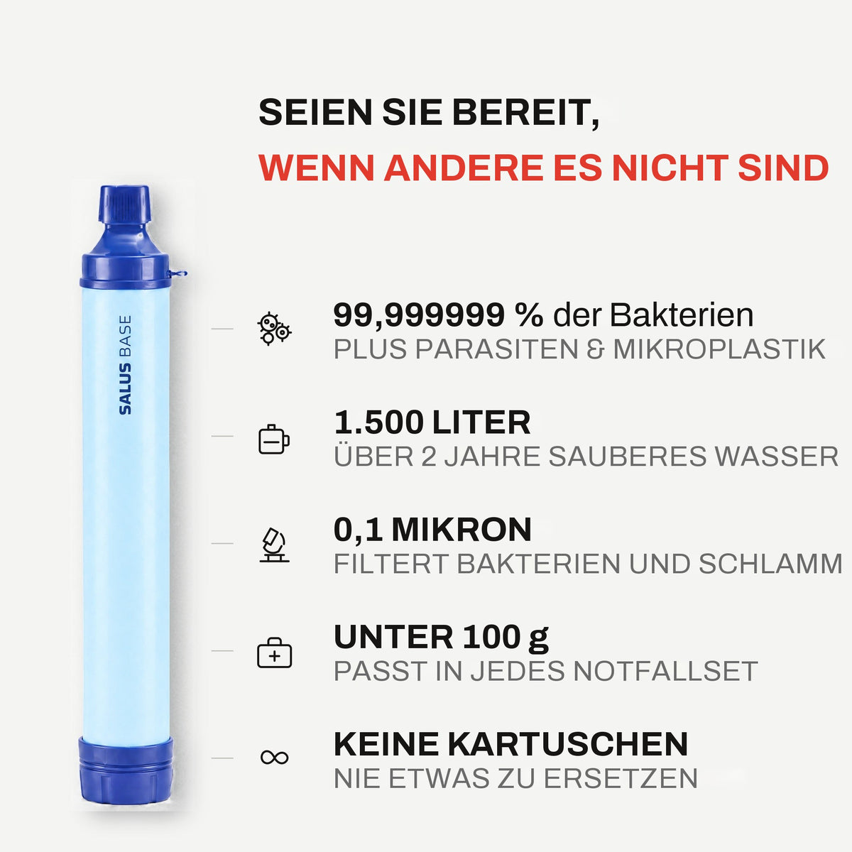 AQUA-X1 Notfall-Filterstrohhalm (1.500 L)