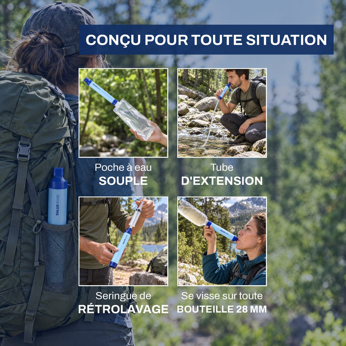 AQUA-X1 Paille filtrante d'urgence (1 500 L)